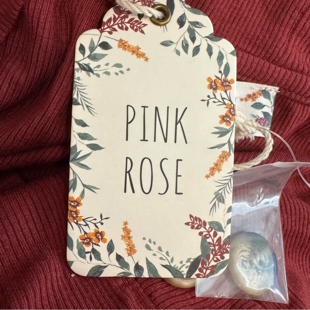 NWT Pink Rose Ribbed Body Suit - Picture 9 of 12